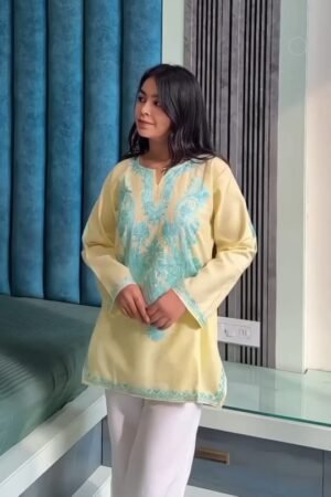 Yellow Embroidered Kurti
