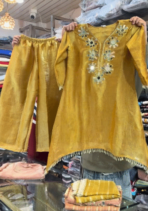 Mustard Yellow Embroidered Kurta Set with Straight Pants