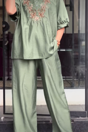 Sage Green Embroidered Two-Piece Kurta Set