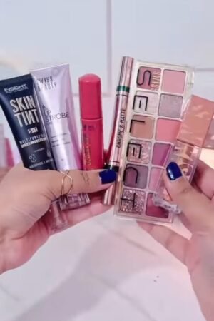 Makeup Essentials Flat Lay in Hand