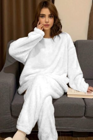 Women’s Ultra-Soft White Fleece Lounge Set