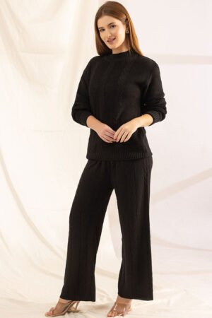 Women’s Black Cable Knit Co-Ord Set