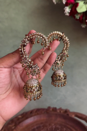 Traditional Gold-Toned Jhumka Earrings