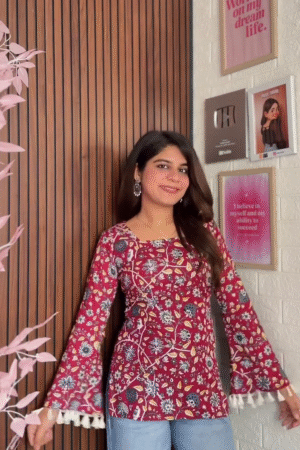 Women’s Maroon Floral Printed Kurti Top