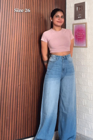 Women’s High-Waist Light Blue Wide-Leg Jeans