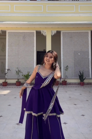 Royal Purple Sharara Set with Mirror Work Dupatta – Designer Festive & Wedding Party Wear Ethnic Outfit