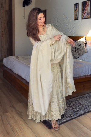 Ivory Embroidered Anarkali Gown – Heavy Festive & Wedding Wear for Women