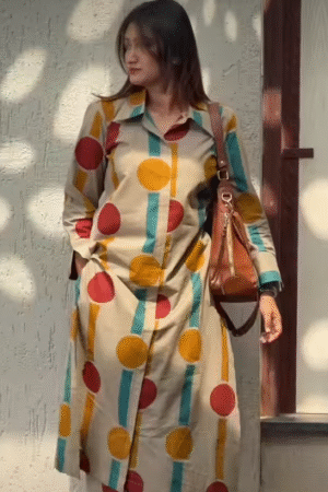 Retro Polka Print Shirt Dress