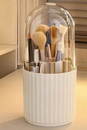 Elegant Dustproof Makeup Brush Holder with Transparent Cover