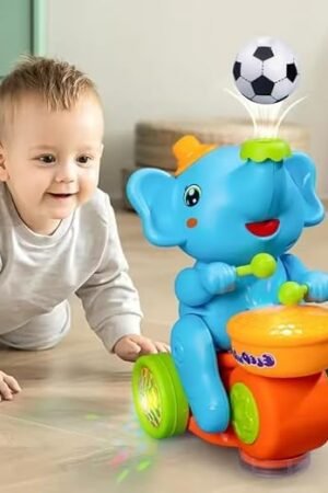 Goyal's Elephant Musician Toy with Levitation Ball on Nose Along with Dazzling Light Drum Sound Music and Elephant Sound - Multicolor